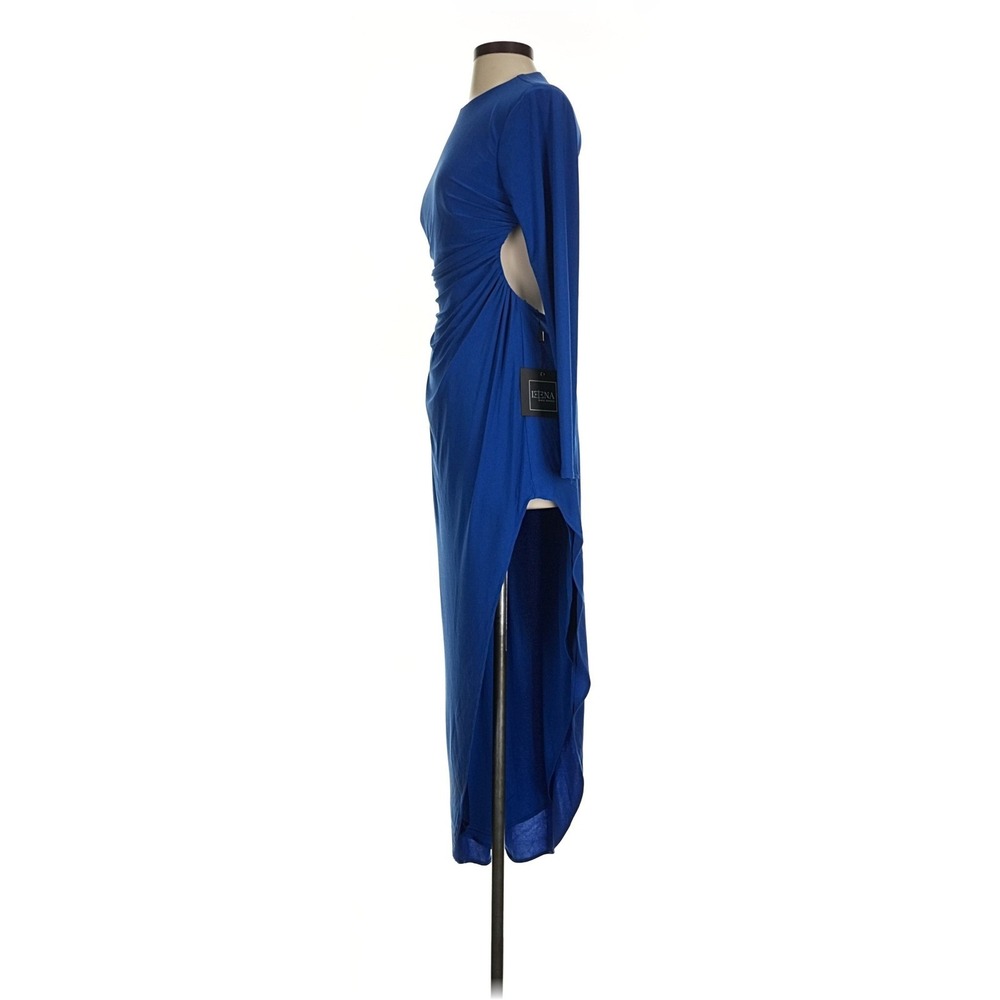 Ieena for Mac Duggal Royal Blue Open Back Ruched Jersey Gown Size 2 26500i - Picture 3 of 9